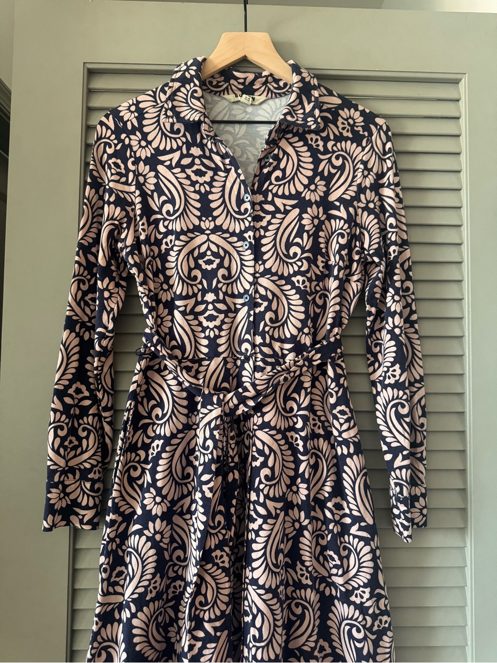 Boden | Marcia Abstract Paisley Jersey Shirt Dress w/ Waist Tie Belt ~ US 8R - Picture 5 of 8